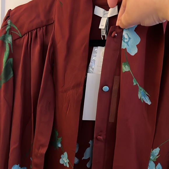 Joie 100% Silk Long Sleeve Blouse Size M, Neck Tie - Picture 6 of 9